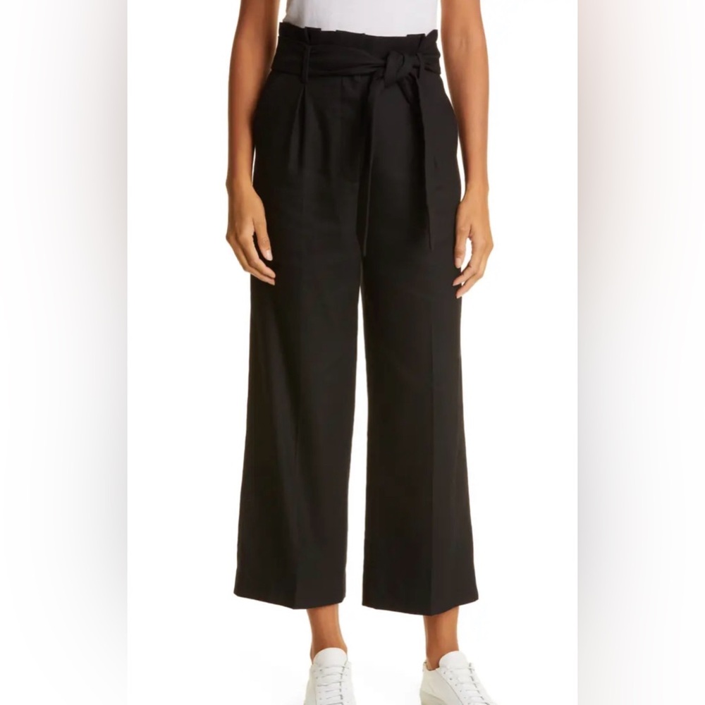 Veronica Beard Black tie waist Wide-Leg linen blend Pants